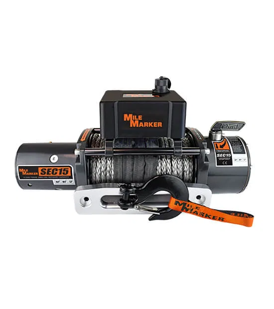 76-53260W – MILEMARKER Winch, Vehicle Mounted Waterproof Recovery Winch 12 Volt Electric 15000 Pound Line Pull Capaci...